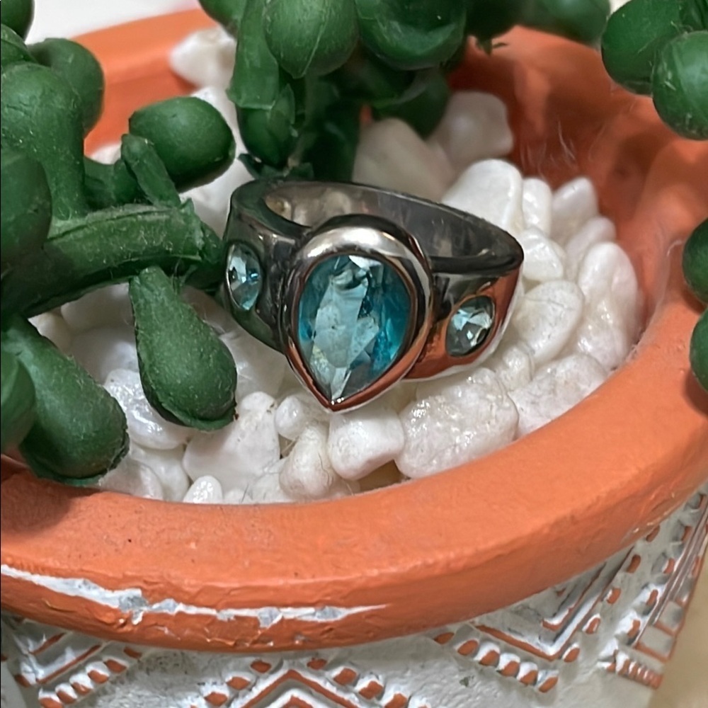 💍💍💍2/40💍💍💍Silver Ring with Blue Gemstones-6